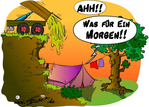 Cartoon: Überraschung (medium) by Trumix tagged zelten,freizeit,müll,entsorgung,umwelt,umweltverschmutzung