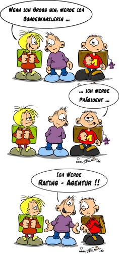 Cartoon: Wenn ich gross bin .... (medium) by Trumix tagged aktien,banker,euro,geld,griechenland,macht,rating,ratingagentur