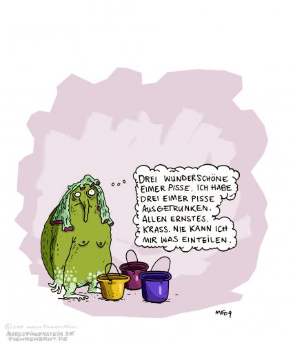 Cartoon: Drei waren es! (medium) by MarcoFinkenstein tagged pisse,eimer,drei,ausgetrunken,unfug,monster
