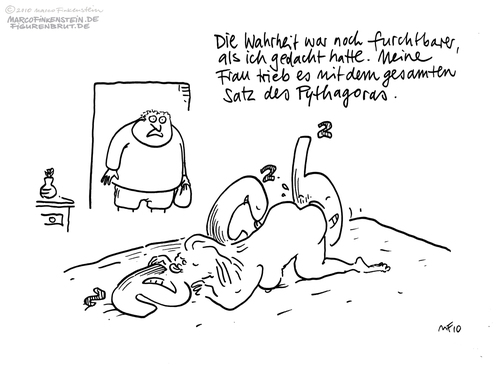 Cartoon: Im Schlafzimmer (medium) by MarcoFinkenstein tagged satz,pythagoras,orgie,mann,frau
