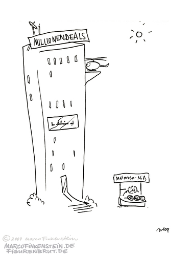 Cartoon: Millionendeals. (medium) by MarcoFinkenstein tagged deals,manager,geld,armut,schäbigkeit,millionen,sozial,ungerechtigkeit,töten,schweine