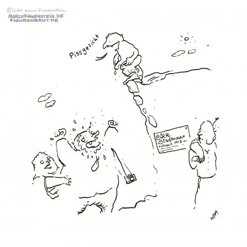 Cartoon: Pissgesicht (medium) by MarcoFinkenstein tagged pisse,mauer,gesicht,tourist