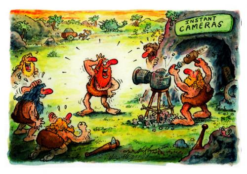Cartoon: Instant cameras (medium) by Nick Lyons tagged joke,work,cave,photo,photographic,photography,cavemen