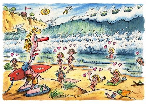 Cartoon: Surf cartoon (medium) by Nick Lyons tagged france,gurp,le,cartoon,surf