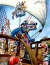 Cartoon: Pirate Long John Silver (small) by Nick Lyons tagged cartoonist,nick,lyons,pirate,ship,boat
