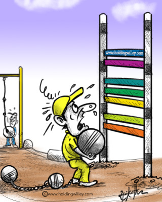 Cartoon: Cricket (medium) by crowpoint tagged sreeshanth,cricket,bcci,fixing,spot,india,kerla,ipl,cl,champions,league