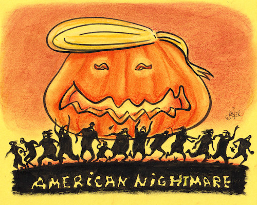 Cartoon: american nightmare (medium) by Petra Kaster tagged trump,wahlen,amerika,demokratie,korruption,halloween,präsidentschaftswahl,rassismus,angst,demagogen,parteien,innenpolitik,gesundhaeit,pandemie,corona,soziales,arbeitslosigkeit,wirtschaft,trump,wahlen,amerika,demokratie,korruption,halloween,präsidentschaftswahl,rassismus,angst,demagogen,parteien,innenpolitik,gesundhaeit,pandemie,corona,soziales,arbeitslosigkeit,wirtschaft