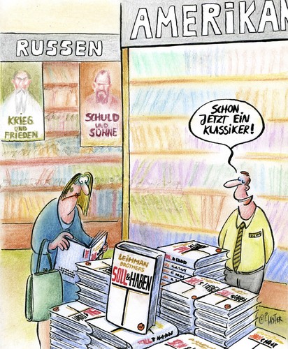 Cartoon: bestseller (medium) by Petra Kaster tagged dichtung,literaturnobelpreis,buchmessen,literatur,bücher,lesen,bestseller,finanzkrise,finanzkrise,bestseller,lesen,bücher,buch,literatur,soll,haben,geld,finanzen,buchmessen,literaturnobelpreis,dichtung