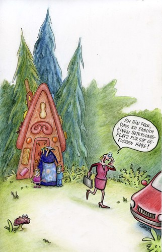 Cartoon: Betreuungsplatz (medium) by Petra Kaster tagged gretel,und,hänsel,frauen,berufstätige,märchen,kitas,tagesmütter,gleichstellung,gender,gleichtberechtigung,fraune,frau,familie,eltern,mütter,mutter,kita,kindergarten,nachwuchs,tagesmutter,erziehung,betreuung,hänsel und gretel,märchen,hänsel,und,gretel