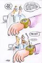 Cartoon: Mahlzeit (small) by Petra Kaster tagged büro,arbeitkollegen,uhren,chronometer,zeit,arbeitszeit,kuckucksuhren,kantine,kontinentalzeit,feitzeit