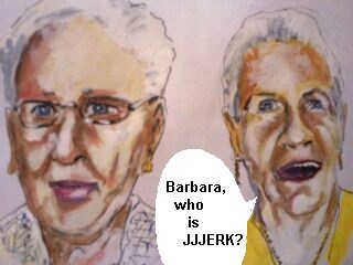 Cartoon: BARBARA and Agnes (medium) by jjjerk tagged barbara,agnes,yellow,art,coolock,library,group,cartoon,caricature,artists,painters