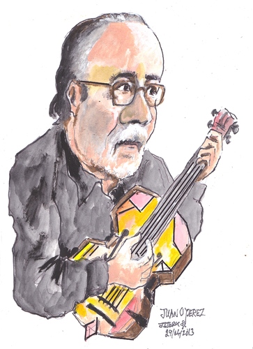 Cartoon: Juan O Perez (medium) by jjjerk tagged juan,perez,spain,spanish,ireland,irish,cartoon,guitar,glasses,beard,black,caricature,famous