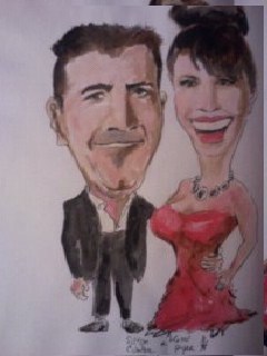 Cartoon: Simon Cowell and Katie Piper (medium) by jjjerk tagged katie,piper,simon,cowell,csinger,actor,cartoon,caricature,red,factor