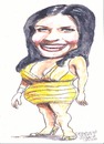 Cartoon: Catherine Zita Jones (small) by jjjerk tagged jones,actress,catherine,wales,welsh,zeta,cartoon,caricature,yellow,dress,black,hair