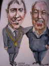 Cartoon: Mayor Andrew Montague and Harry (small) by jjjerk tagged mayor,dublin,ireland,harry,chain