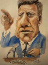 Cartoon: President John F kennedy (small) by jjjerk tagged president,john,kennedy,america,usa,microphone,blue,tie,cartoon,caricature,portrait,assassination,dallas,politition,world,leader,statesman