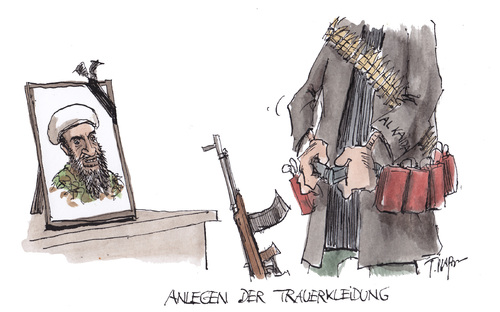 Cartoon: anlegen der trauerkleidung (medium) by plassmann tagged laden,bin,osama