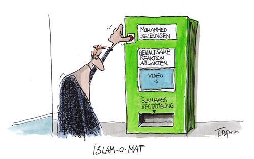 Cartoon: islam-o-mat (medium) by plassmann tagged politics,religion,cultures,islam
