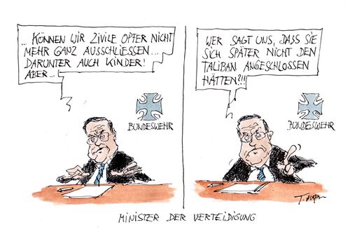 Cartoon: minister für verteidigung (medium) by plassmann tagged politics,afghanistan,taliban