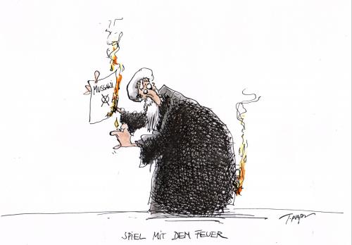 Cartoon: playing with fire (medium) by plassmann tagged iran