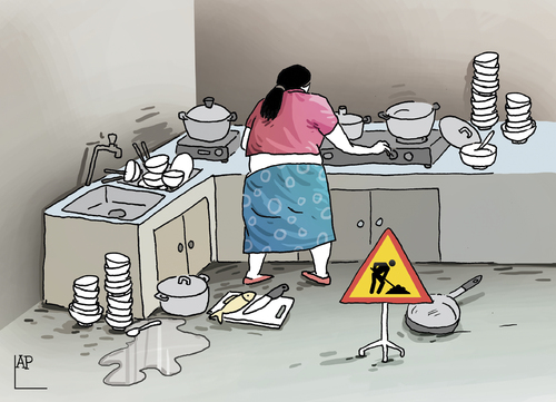 Cartoon: Dishwasher (medium) by LAP tagged housewife,dishwasher,underconstruction