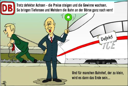 Cartoon: Die Bahn (medium) by MiS09 tagged db,mehdorn,tiefensee,börsengang,ice,die,bahn,macht,mobil