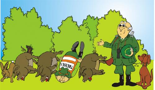 Cartoon: Nach der Jagd (medium) by MiS09 tagged jagd,jäger,natur,strecke,treibjagd