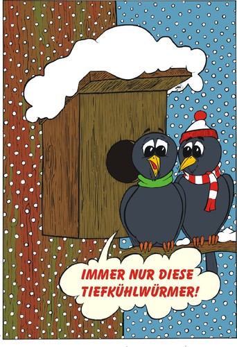 Cartoon: Stare im Winter (medium) by MiS09 tagged winter,vögel,frost,schnee,kälte,tiefkühlkost,frühling,februar