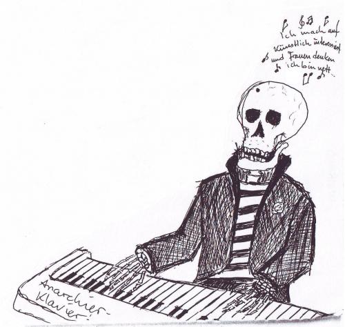 Cartoon: sexndeathnrocknroll (medium) by Müssi tagged death,skeleton,music,anarchy,piano