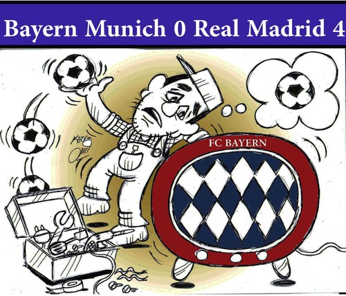 Cartoon: Bayern Munich 0 Real Madrid 4 (medium) by Hossein Kazem tagged bayern,munich,real,madrid