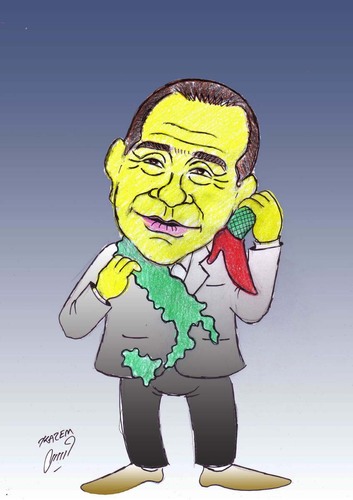 Cartoon: berlusconi (medium) by Hossein Kazem tagged berlusconi