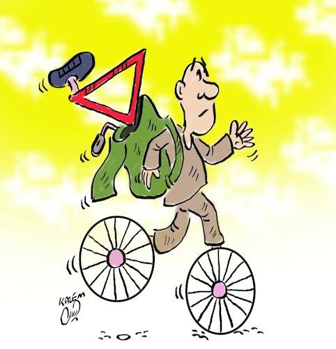 Cartoon: Bicycles (medium) by Hossein Kazem tagged bicycles