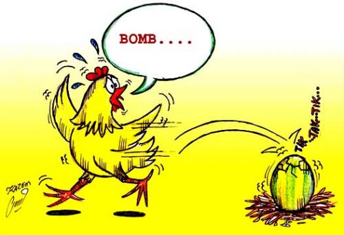Cartoon: bomb in egg (medium) by Hossein Kazem tagged bomb,in,egg