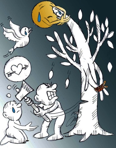 Cartoon: bye tree (medium) by Hossein Kazem tagged bye,tree