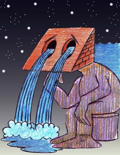 Cartoon: cry Dam (medium) by Hossein Kazem tagged cry,dam
