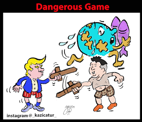 Cartoon: dangerous game (medium) by Hossein Kazem tagged dangerous,game