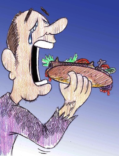 Cartoon: die sandevich (medium) by Hossein Kazem tagged die,sandevich