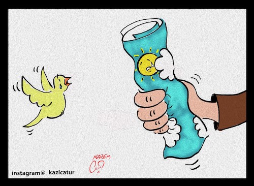Cartoon: fly without sky (medium) by Hossein Kazem tagged fly,without,sky