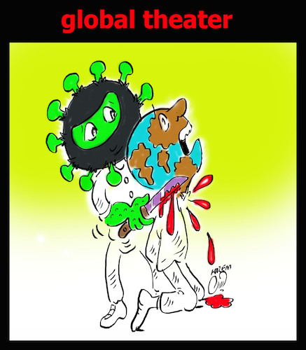 Cartoon: global theater (medium) by Hossein Kazem tagged global,theater