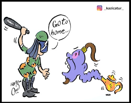 Cartoon: go to home (medium) by Hossein Kazem tagged go,to,home