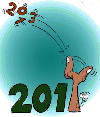 Cartoon: happy new year 2014 (medium) by Hossein Kazem tagged happy,new,year,2014