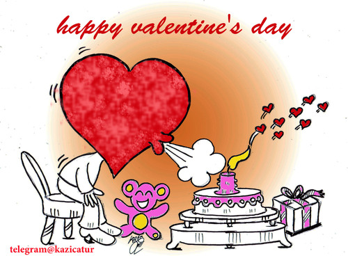 Cartoon: happy valentine (medium) by Hossein Kazem tagged happy,valentine