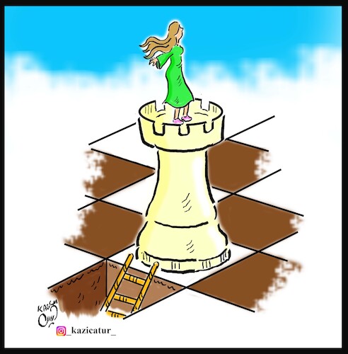 Cartoon: iranian women chesser (medium) by Hossein Kazem tagged chess,woman,freedom
