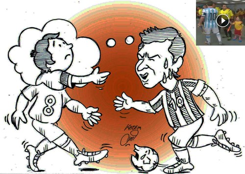 Cartoon: messi and child (medium) by Hossein Kazem tagged messi,and,child