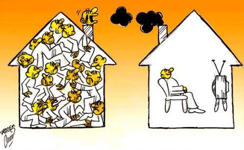Cartoon: neighbor smoke (medium) by Hossein Kazem tagged neighbor,smoke