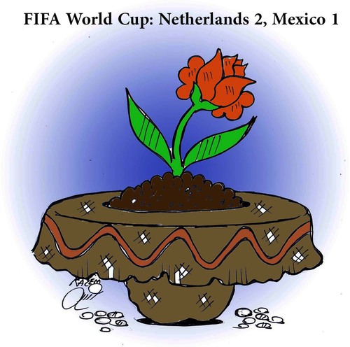 Cartoon: Netherlands 2 Mexico 1 (medium) by Hossein Kazem tagged netherlands,mexico