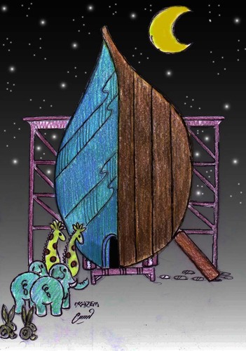 Cartoon: noah ship at 2012 (medium) by Hossein Kazem tagged noah,ship,at,2012