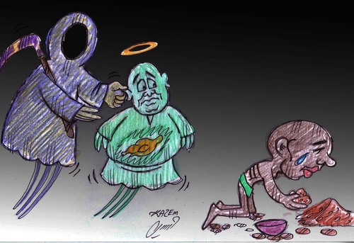 Cartoon: Overeating (medium) by Hossein Kazem tagged overeating