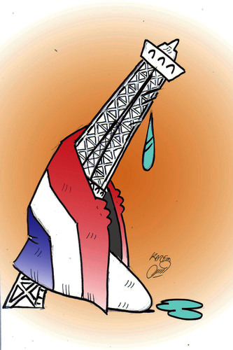 Cartoon: pray for paris (medium) by Hossein Kazem tagged pray,for,paris