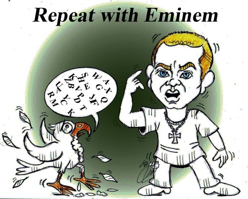 Cartoon: repeat with eminem (medium) by Hossein Kazem tagged repeat,with,eminem